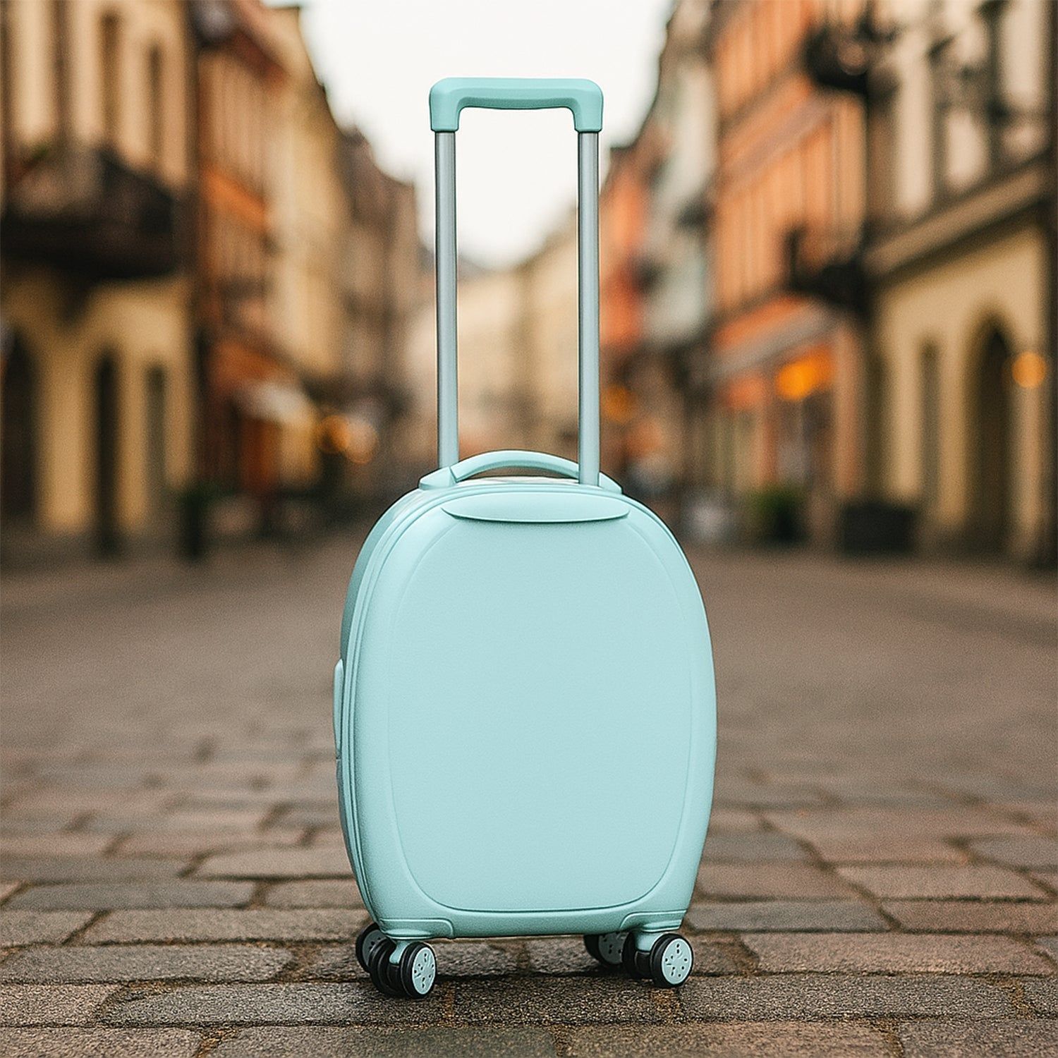 17849&nbsp;Suitcase For Kids, Girls Green Small Cabin Hard Cover Holiday Carry On Trolley with Extendable Handle, Children's Luggage, Trolley Rolling Luggage for Toddlers Men Woman (Mix Color)