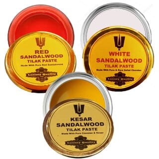 Red Sandalwood + White Sandalwood + Kesar Chandan (Luxury Quality) Tilak Paste
