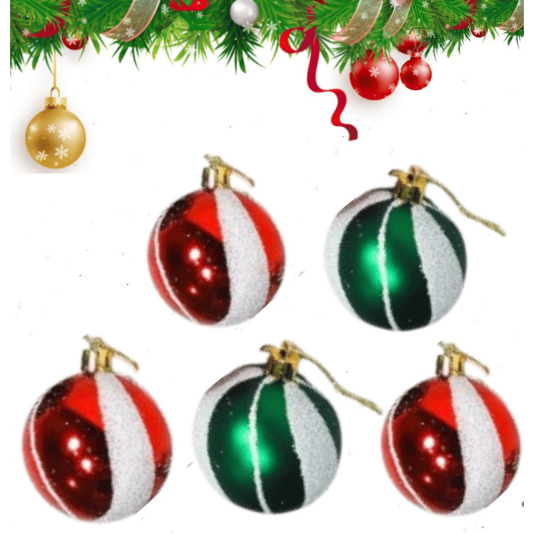 Christmas Glossy Balls for Xmas Tree Hanging Decoration - 5PC