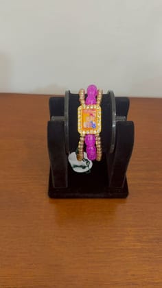 guru ji rani pink moti pearl bracelet with crystal frame