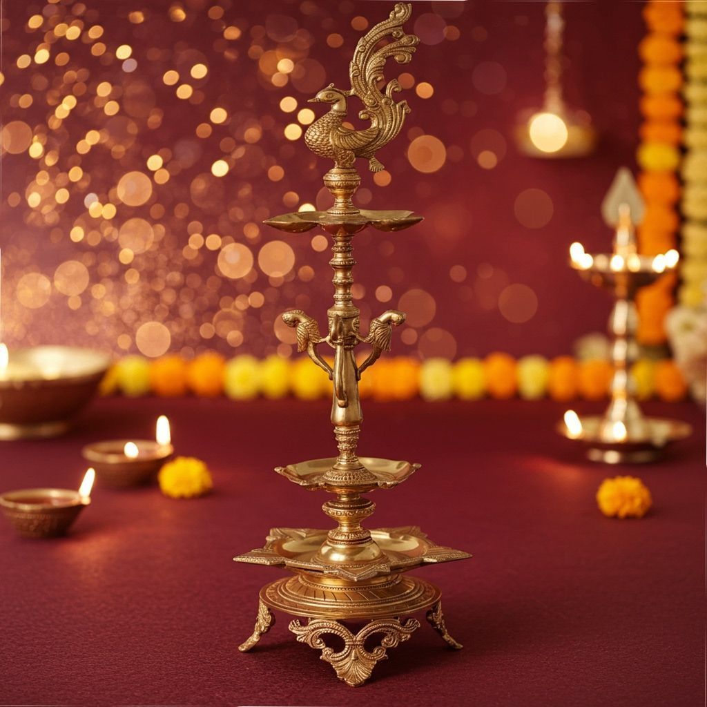 Brass Showpiece Brass Table Decor Deepak Statue (BSMAS323)