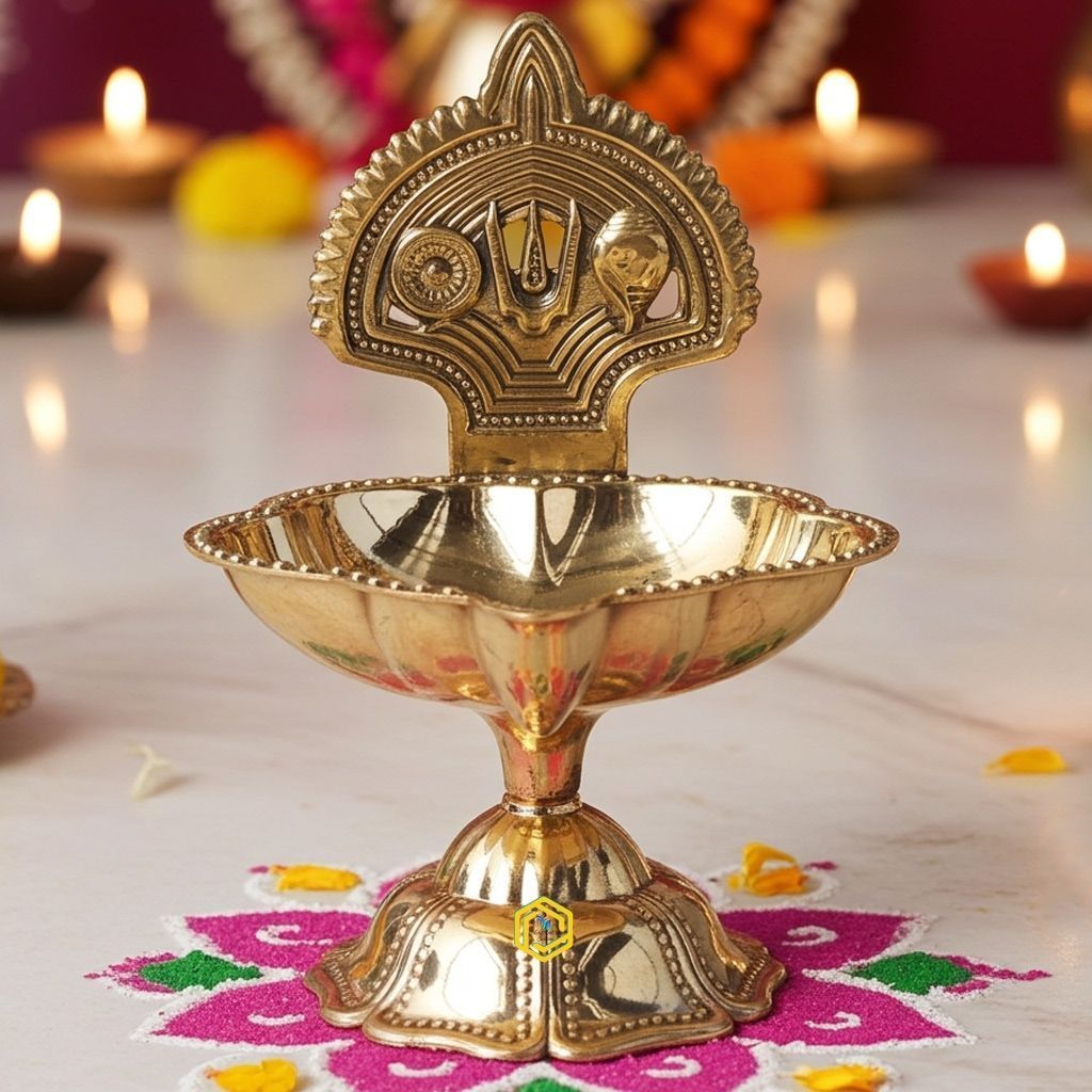 Brass Table Decor Trishul Deepak No. 4 (FMAS781 E)