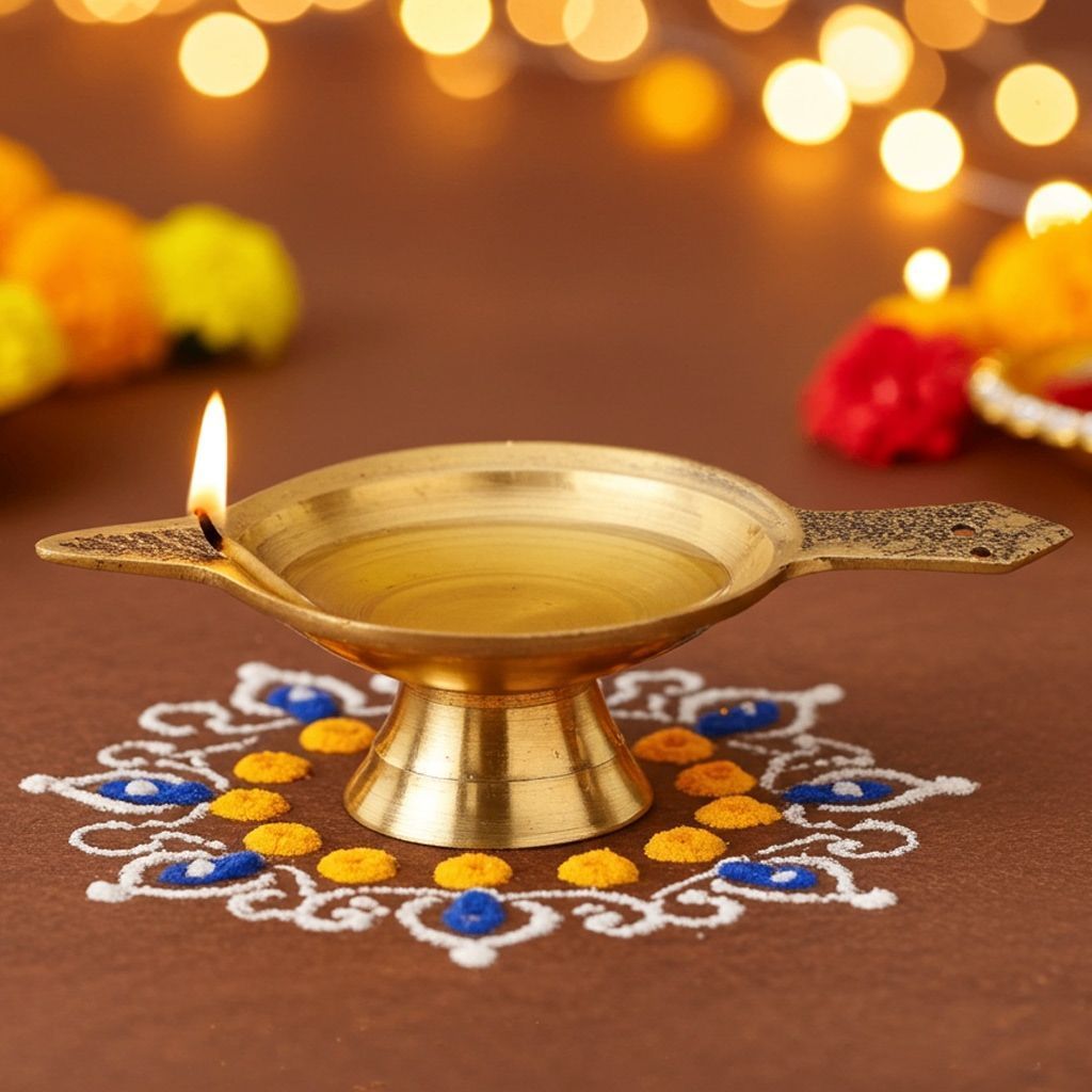 Brass Table Decor Oil Lamp Deepak No. 00  - Mini Brass Deepak for Puja Set, Height : 0.7 Inch (FMAS626 X)