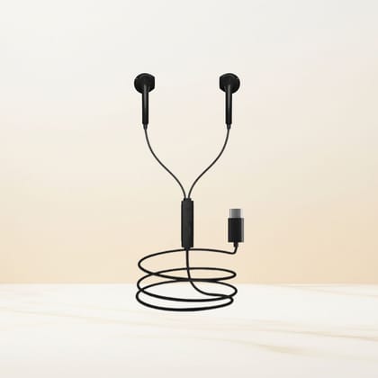 JC SyncRhythm-C Type-C Wired Earphones with Super Extra Bass, 10mm Drivers, Tangle-Free Cable &amp; Built-in Mic (120cm, Black) JC SyncRhythm-C Type-C Wired Earphones with Super Extra Bass, 10mm Drivers, Tangle-Free Cable & Built-in Mic (120cm, Black) - 