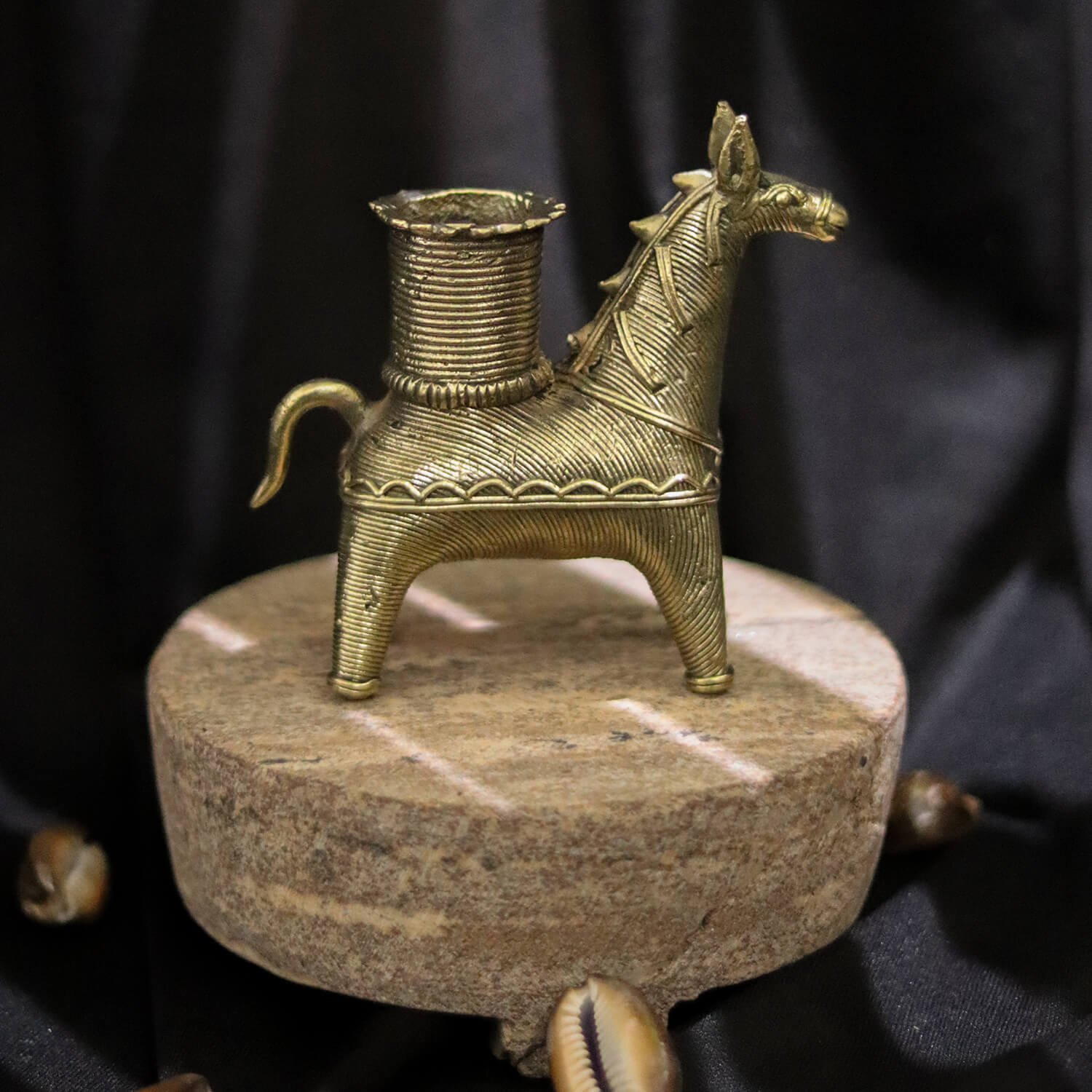 Dhokra Crafted Horse Candle Stand