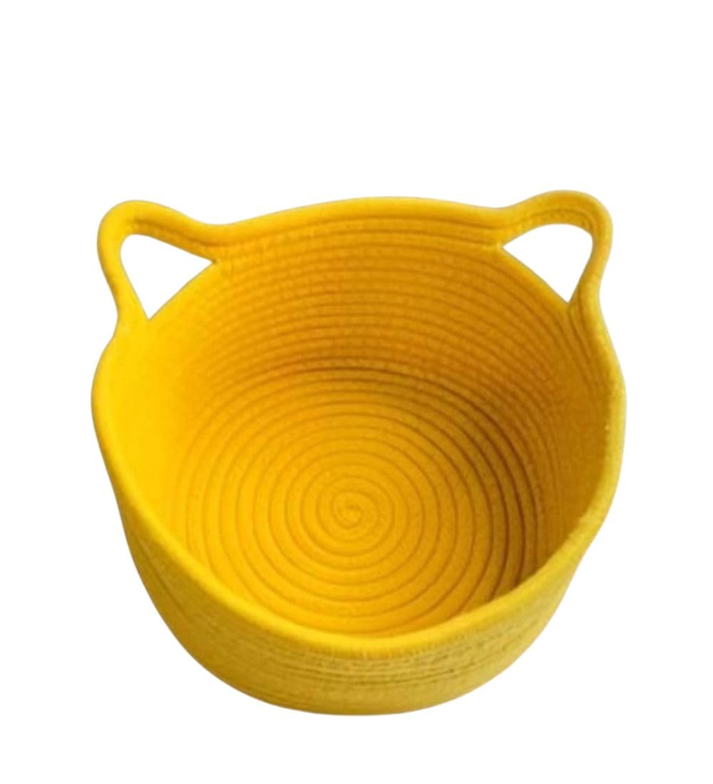 Generic Cotton Pack Of_1 Plain Cat Basket 9x5 Inch (Yellow)-PID66476