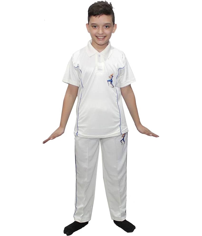 Kaku Fancy Dresses India Cricket Team In White Color National Hero Costume For Kids Independence Day/Republic Day Costume -White, 3-4 Years, For Boys