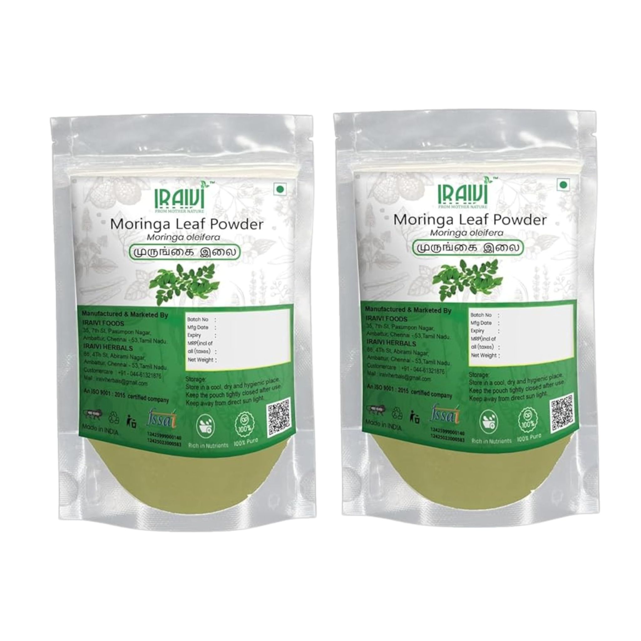 IRAIVI Premium Moringa Leaf Powder-200g | Murungai | Sahjan | Mulaga | Nugge | Muringa | Nutrient Rich Superfood for Wellness
