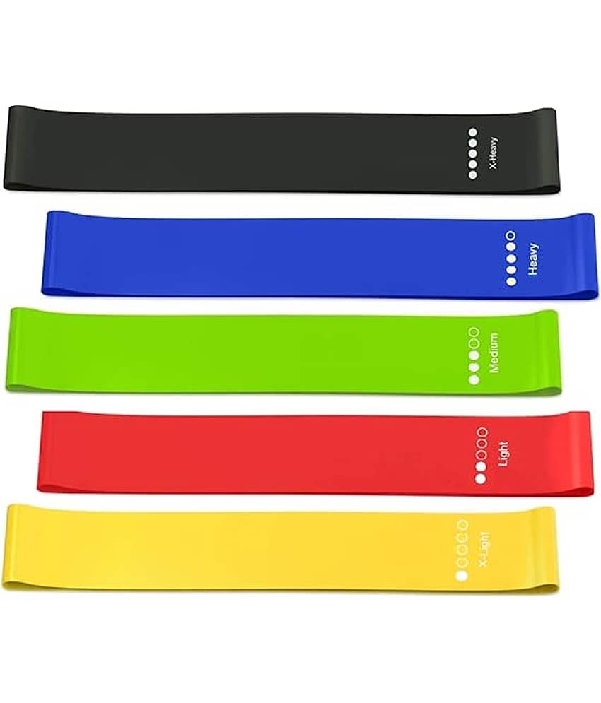 Resistance Bands Set for Men and Women, Pack of 5 Different Levels Elastic Band for Home Gym Long Exercise Workout – Great Fitness Equipment for Training, Pack of 1