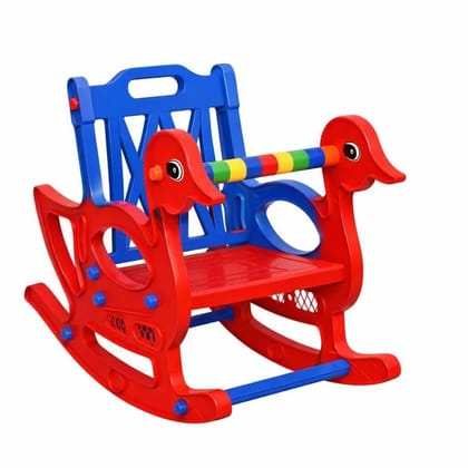 Kids Plastic Baby Rocker Chair | Duck Design Rocking Toy with Handle & Backrest | Safe & Durable Indoor Rocker for Toddlers (Duck Big Rocker Chair, Red/Blue)