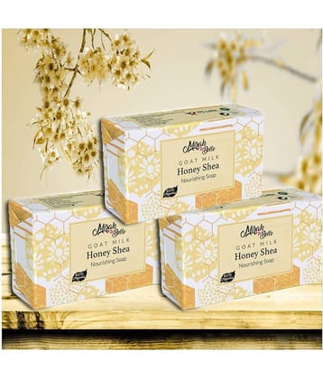 Mirah Belle - Organic Goat Milk, Honey & Shea Butter Sensitive Skin Soap 125gm (Pack of 3) - Good for Sensitive Skin & Babies- Handmade Soap 375gm
