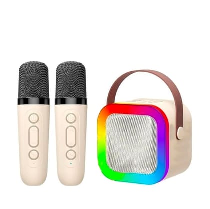 LastN Digital Colorful Karaoke Bluetooth Speaker with Stereo Sound, Wireless 2 Mic with 4 Voice Converter, RGB Lights, 5Hrs Non-Stop Music, Multi-Compatibility Modes and Type-C Charging