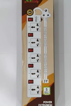 Latest 5 Pin Socket Plastic AR-EXT3005 Power Extension Board, 3 M (White)