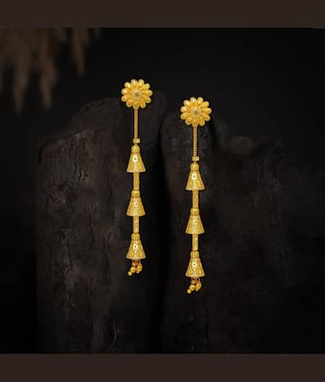 LUV FASHION Golden Drop Earrings ( Pack of 1 )
