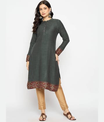 VIAZAA Pack of 1 Cotton Blend Printed A-line Women's Kurti - ( Grey )