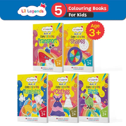 OSWAAL LIL LEGENDS BOOKS OF COPY COLOURING (SET OF 10 BOOKS) FOR KIDS TO LEARN ABOUT VEGETABLE,TRANSPORT,SHAPES,NUMBERS,FRUITS,FLOWER,CLOTH,BIRDS,ANIMAL,ALPHABETS FOR AGE 3+