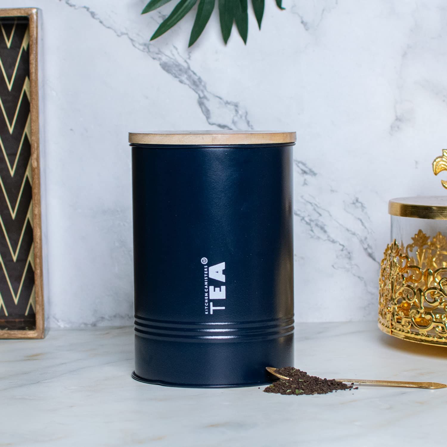 Craftlayout TIN Tea Canister, Blue 900 Ml