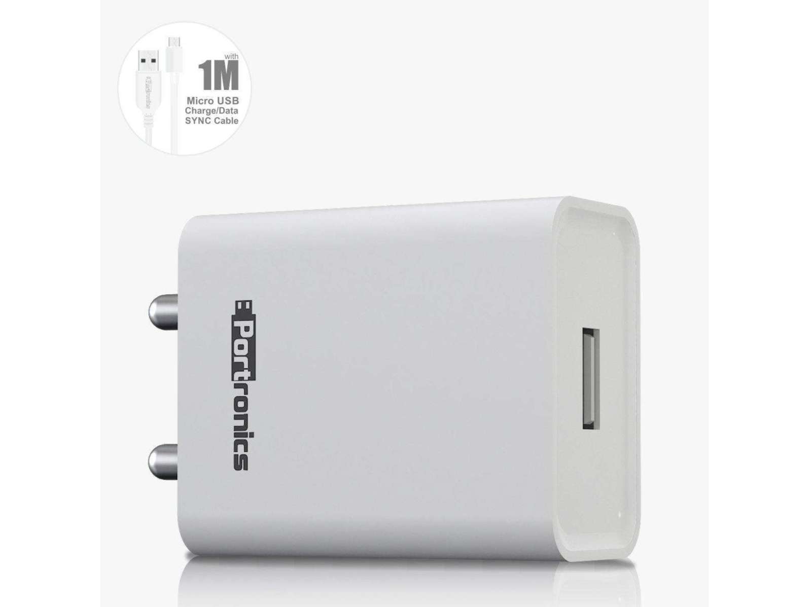 Portronics Adapto 62 BIS Certified, USB Port, wide Compatibility, Lightweight - White