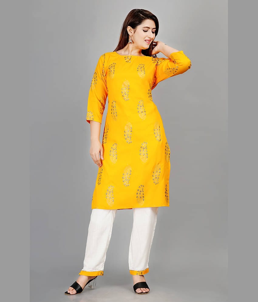 SIPET - Yellow Straight Rayon Women's Stitched Salwar Suit ( Pack of 1 )