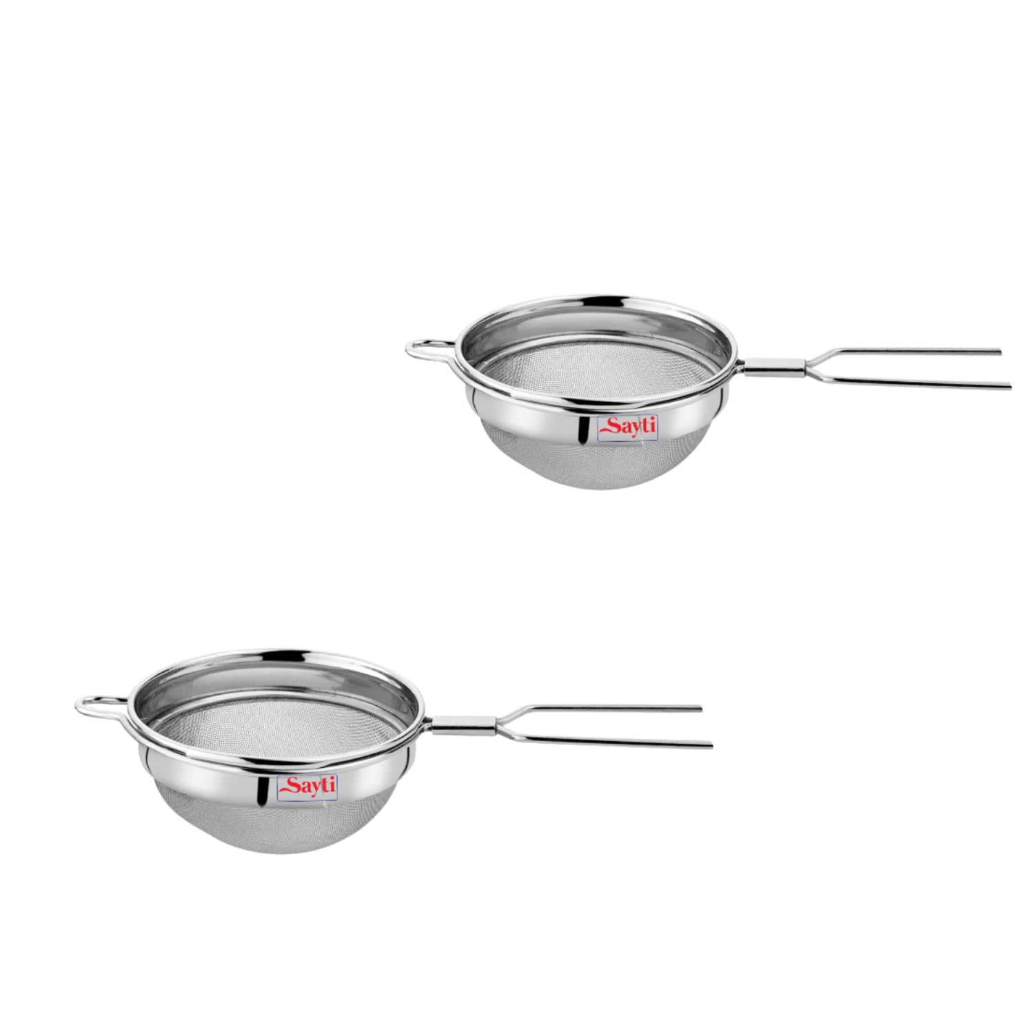 RK Sayti Stainless Steel Round Strainer, 304 Grade Single Mesh, Premium Polish, Pack of 2 (Medium and Large)