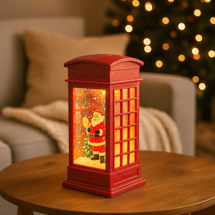Coral Tree Red Santa Telephone Booth Christmas Night Lamp – Glitter Light Decoration with LED Glow & Pre-Installed Battery Coral Tree Red Santa Telephone Booth Christmas Night Lamp – Glitter Light Decoration with LED Glow & Pre-Installed Battery
