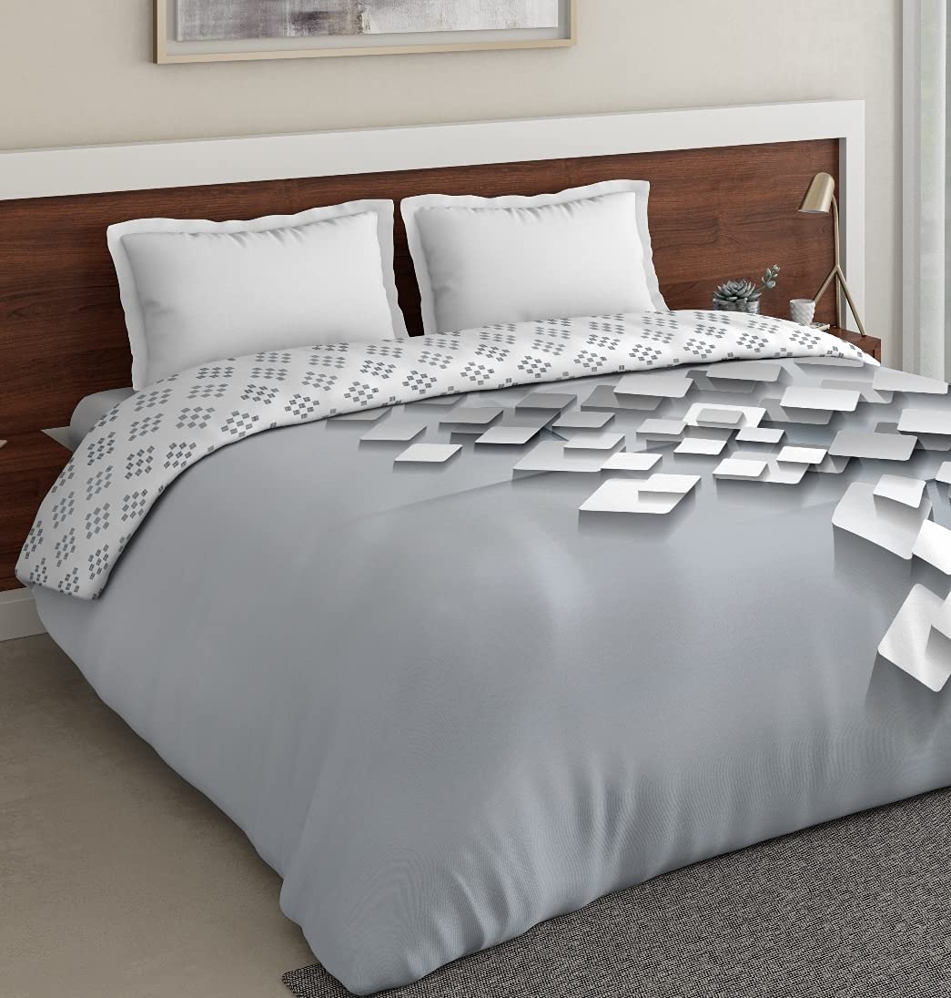 DDECOR - Zeta Collection 100% Cotton Geometric Pattern 136TC King Quilt |229 CM X 274 CM| - Grey