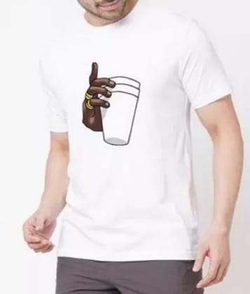 Trending Cup In Hand MC Stan Style Printed White Round Neck T-Shirt for Men, Half Sleeves Polyester Tee (Color-White Size-M)
