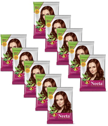Neeta Henna Based Hair Color Natural Brown 15g Pack of 10, Silky and Shiny Powder Hair Colour with 5 Natural Herbs