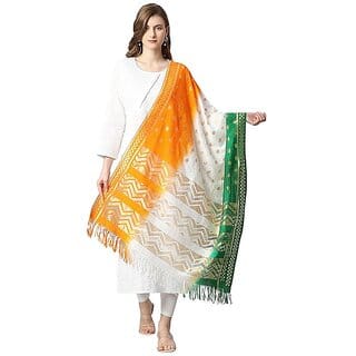 Women's Knitted Lace Multicolour 2.15 Meters Dupatta - Net