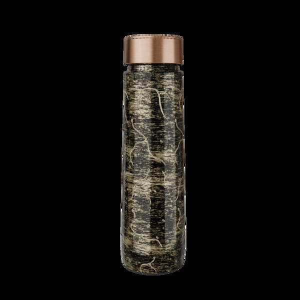 Pure Copper Elegant 1000 Ml Premium Coated Water Bottles (Gold Black Abstract, 1000 Ml)