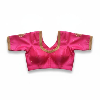 Fuchsia Pink Embroidered Saree Blouse