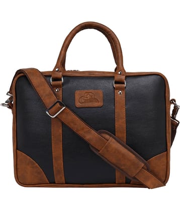 Leather World Men Black P.U. 16 Ltrs Office Bag