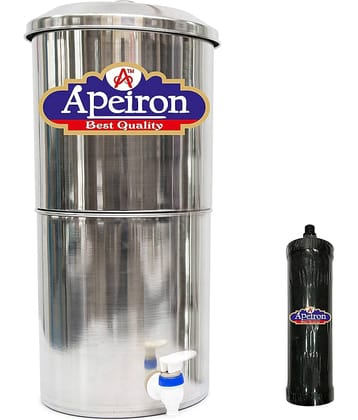 APEIRON STAINLESS STEEL WATER FILTER 1 CARBON CANDLE 16 Ltr Gravity Water Purifier