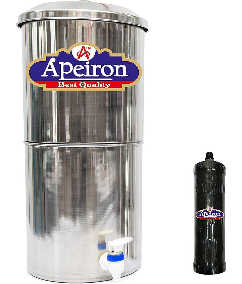 APEIRON STAINLESS STEEL WATER FILTER 1 CARBON CANDLE 16 Ltr Gravity Water Purifier