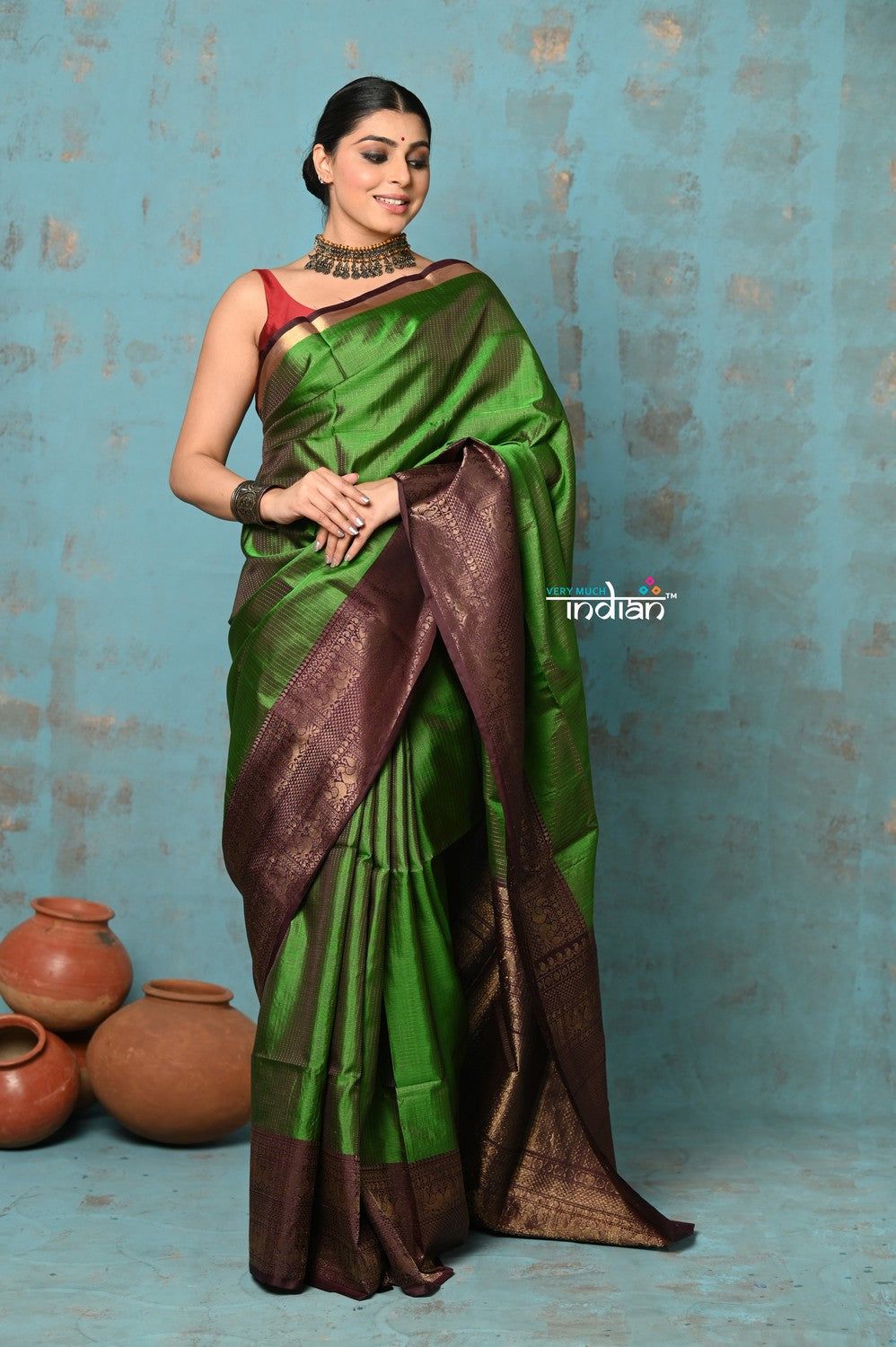 Anokhi ~ Handloom Pure Soft Silk Saree with Designer Pallu ~ Perfect Green (Limited Edition)