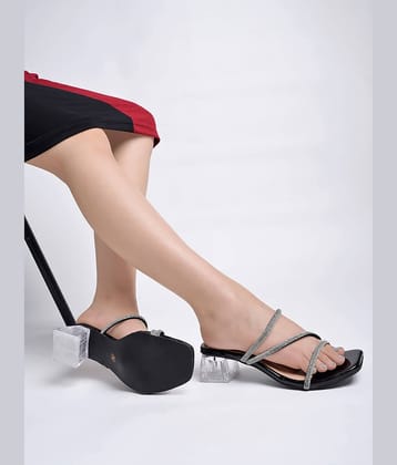 Shoetopia Black Women's Slip On Heels