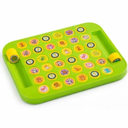 Braintastic Memory Chess Game for Kids  Educational Matching & Memory Learning Toy, Animals & Fruits Theme, 2 Player Board Game for Kindergarten Children (Green)
