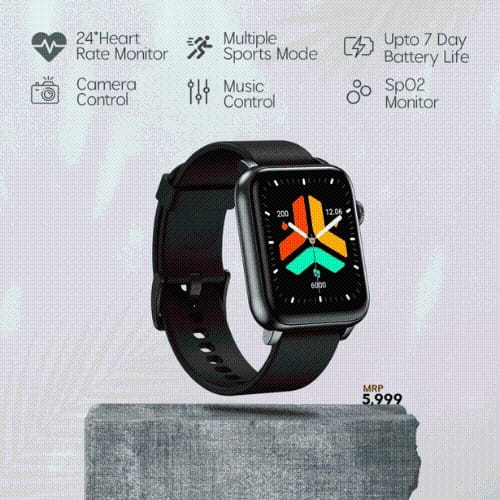 Walta Elite Intense Pro Smartwatch with 1.85" Full Touch Display, Bluetooth Calling and 5 Days Battery Life (Black)