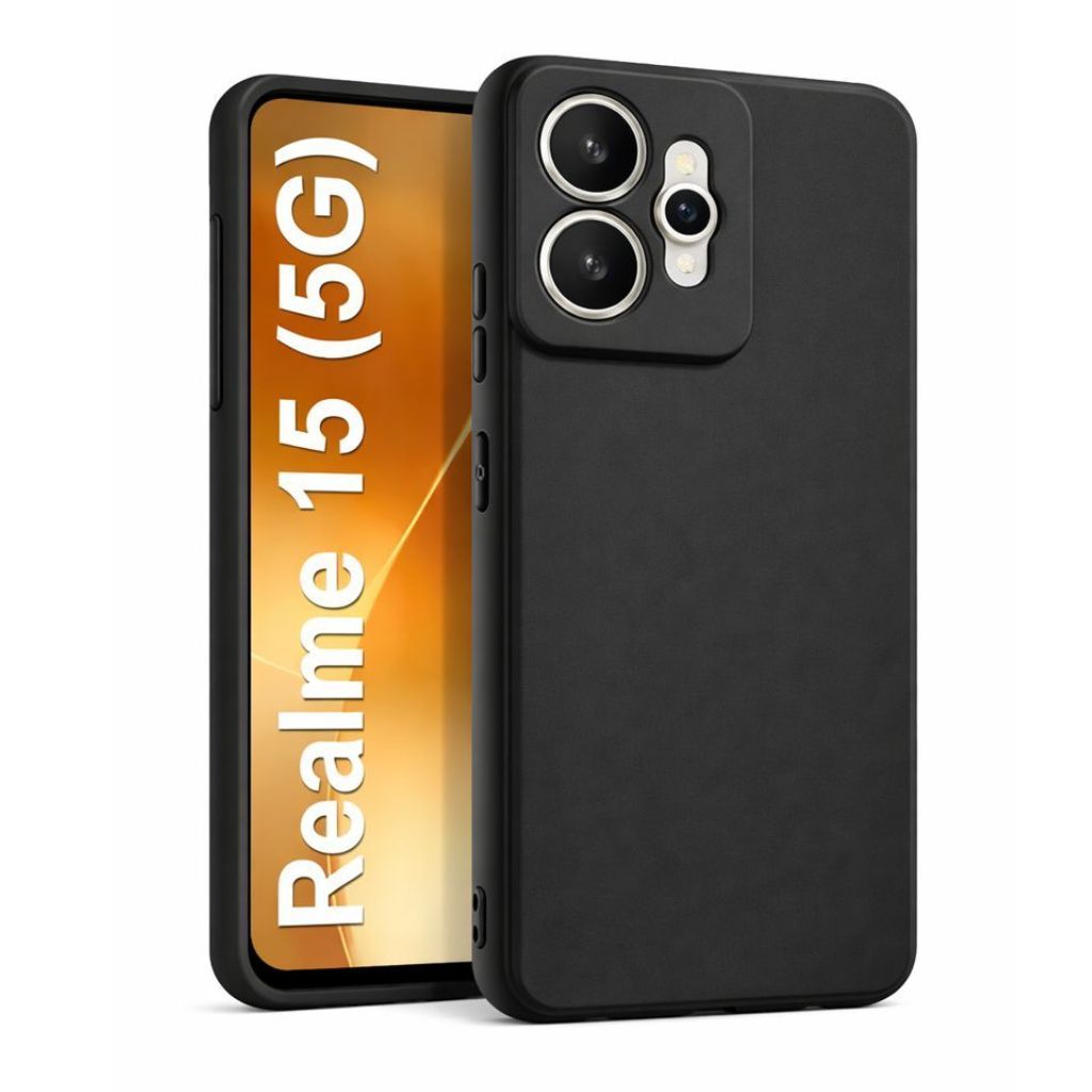 V3Deals Silicone Sand Blast Back Cover Compatible for Realme 15 5G, Raised Camera Bump Protection, Slim Lightweight Design with Velvet Fabric Lining | Silicone Shockproof | Matte Grip Case