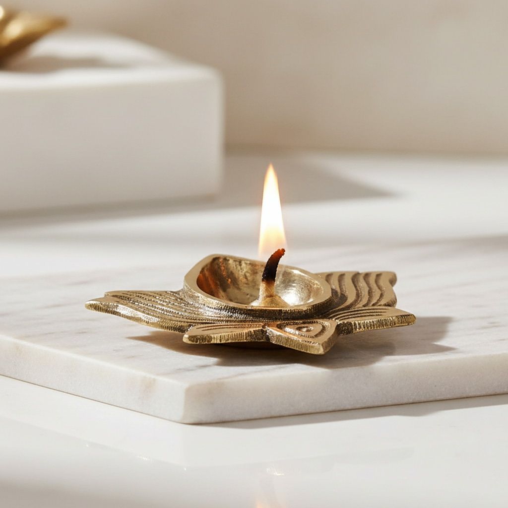 Brass Kamal Deepak � 1 Wick Puja Deepak, Length : 3.3 Inch  (BSMAS1837 C)