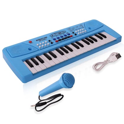 Kids Piano Keyboard with Microphone-37 Keys, 8 Rhythms, 8 Tones with 6 in-Built Demos & Song Recording Feature for Boys & Girls (Blue)
