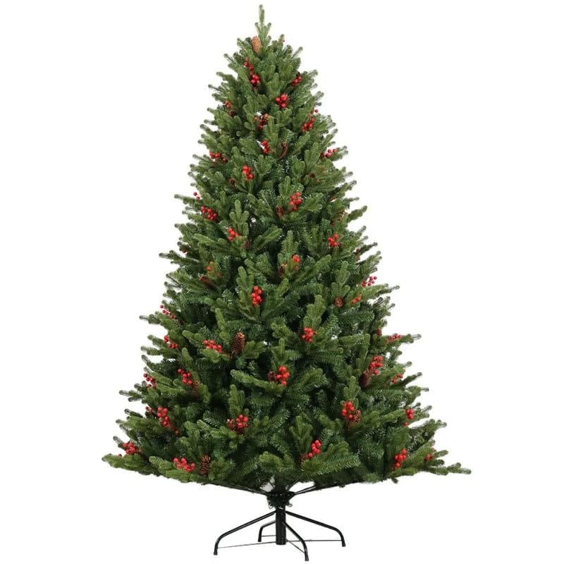 Pine Resin Christmas Tree with Red Cherries (5Ft)