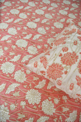 Pink floral Bedsheet : Jaipur Hand Block Bedsheet Super King (108 x 108) inches bedsheet Pink floral Bedsheet : Jaipur Hand Block Bedsheet Super King (108 x 108) inches bedsheet