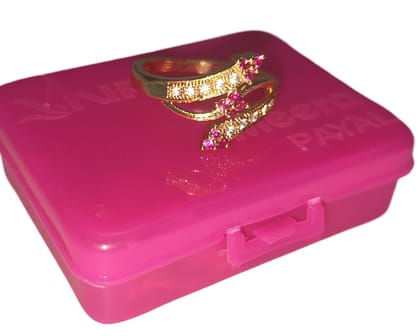 Gold Plated Ruby and Cubic Zirconia Floral Adjustable Cocktail Ring for Women