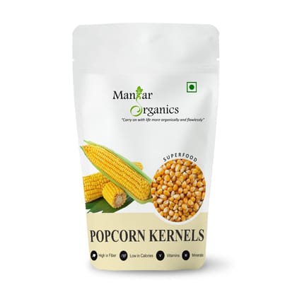 ManHar Organics Popcorn Kernels 500gm | High-Popping, Non-GMO | Makka | Classic Butterfly Corn Kernels | Light & Crunchy | For Homemade Popcorn, Air Poppers & Stove-Top Popping