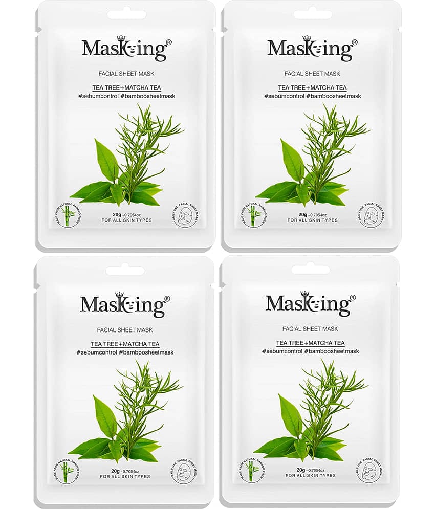 Masking Tea Tree & Matcha Tea Bamboo Face Sheet Mask 100 ml Pack of 5