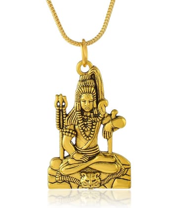 Admier Gold plated, Shiva Mahadev Bholenath hindu chain pendant Temple jewellery Men women latest Locket for Good Health & Wealth
