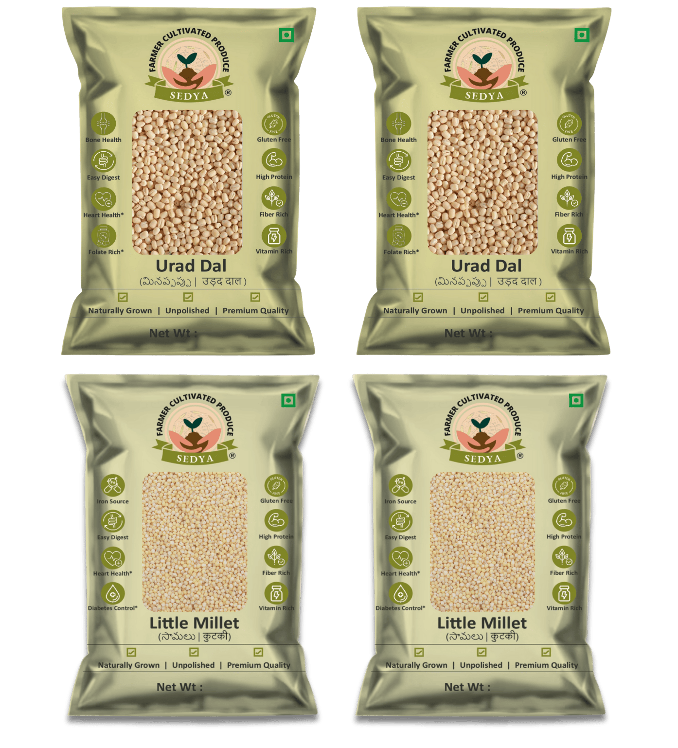 Sedya Premium Urad Dal & Little Millet Combo | Protein & Fiber Rich | 2kg (1kg Each)