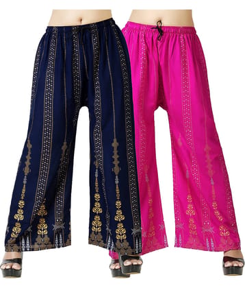 lasafiya Pack of 2 Rayon Straight Women's Palazzos ( Navy Blue )