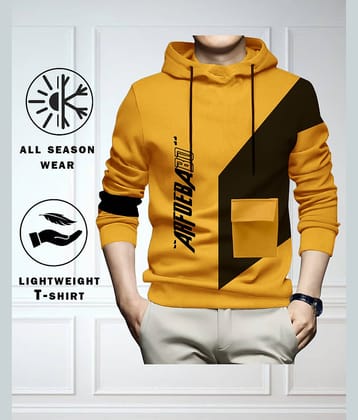 AUSK Men Cotton Blend Regular Fit Printed T-Shirt ( Mustard )